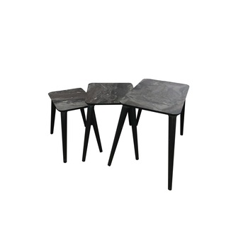 Set 3 masute cafea Marmo Design Studio Casa, picioare din lemn, dreptunghiulare, inaltime 51, 47, 42 cm, Alb Marmorat/Negru Set 3 masute cafea Marmo Design Studio Casa, picioare din lemn, dreptunghiulare, inaltime 51, 47, 42 cm, Alb Marmorat/Negru