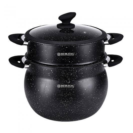 Oala de Cuscus, Capacitate 6L, Otel Inoxidabil, Manere Reci, Usor de Folosit, Ergonomica, Moderna, Negru