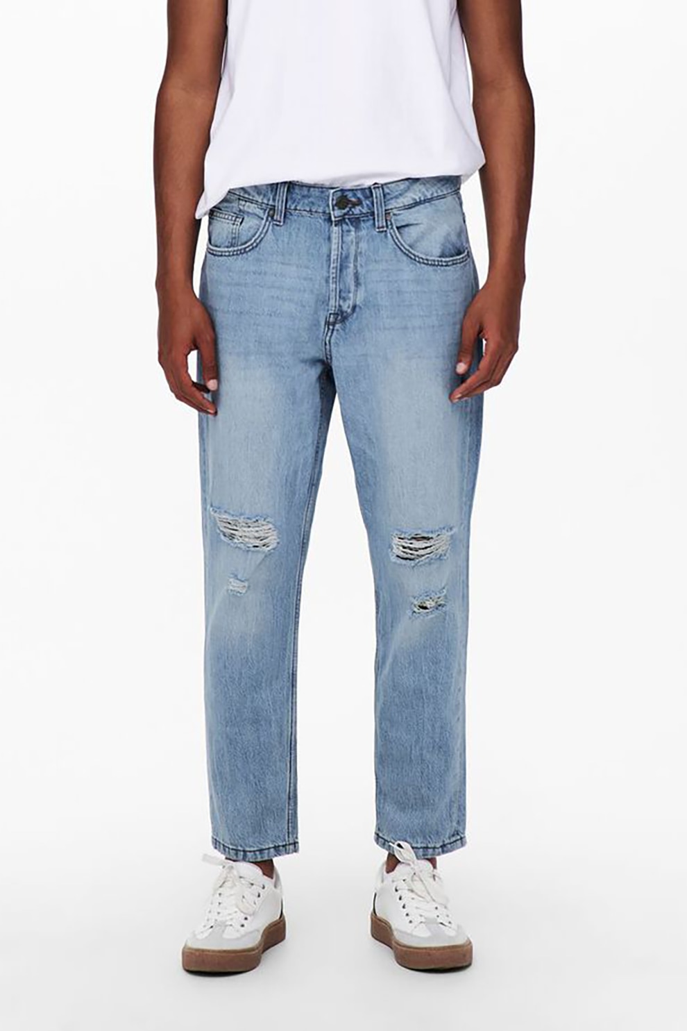 Only & Sons, Blugi cu detalii deteriorate, Albastru deschis