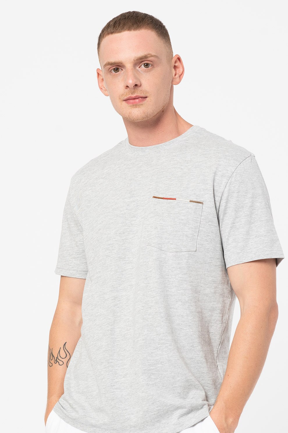 Only & Sons, Tricou regular fit, Gri melange