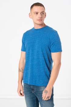 Jack&Jones, Tricou slim fit cu decolteu la baza gatului, Albastru