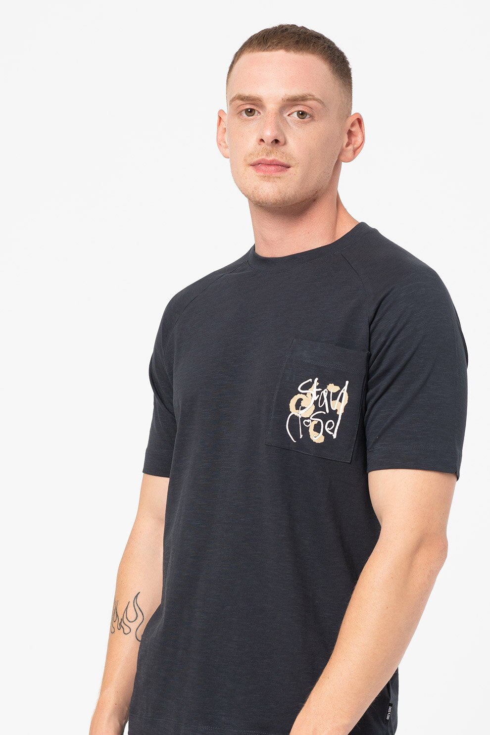 Only & Sons, Tricou regular fit de bumbac organic Vital, Bleumarin inchis