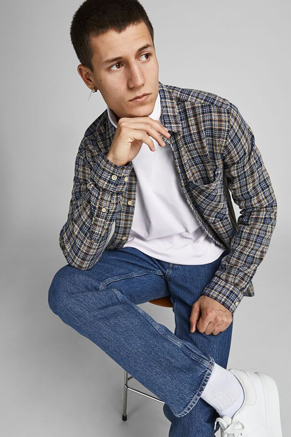 Jack&Jones, Bluza cu guler inalt Eriley, Alb, M