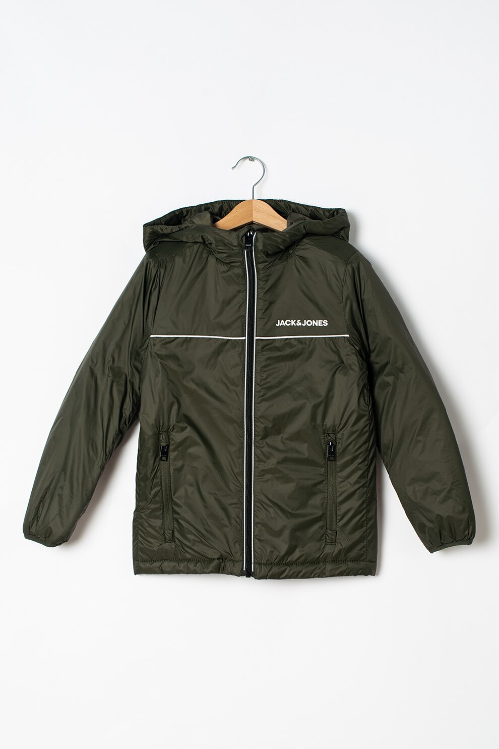 Jack&Jones, Jacheta cu gluga si buzunare laterale Gary, Verde feriga