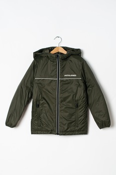 Jack&Jones, Jacheta cu gluga si buzunare laterale Gary, Verde feriga Jack&Jones, Jacheta cu gluga si buzunare laterale Gary, Verde feriga