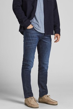 Jack&Jones, Blugi slim fit drepti Tim, Albastru inchis Jack&Jones, Blugi slim fit drepti Tim, Albastru inchis
