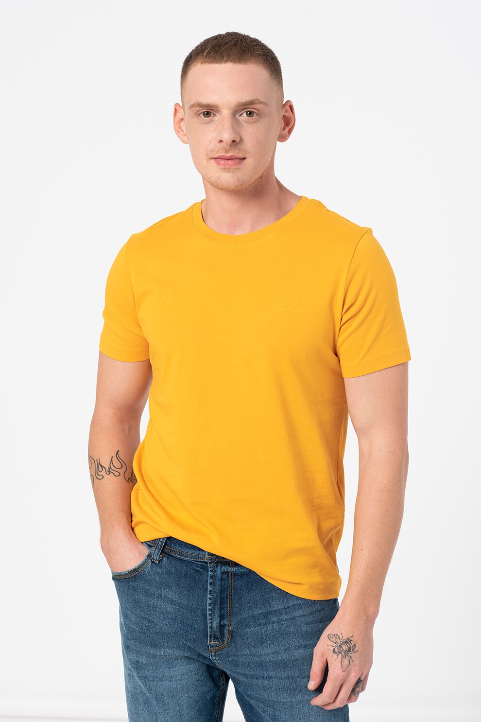 Jack&Jones, Tricou slim fit de bumbac organic, Oranj