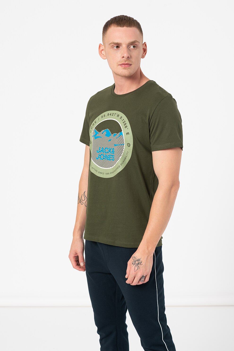 Jack&Jones, Tricou regular fit cu logo Bilo, Verde forest