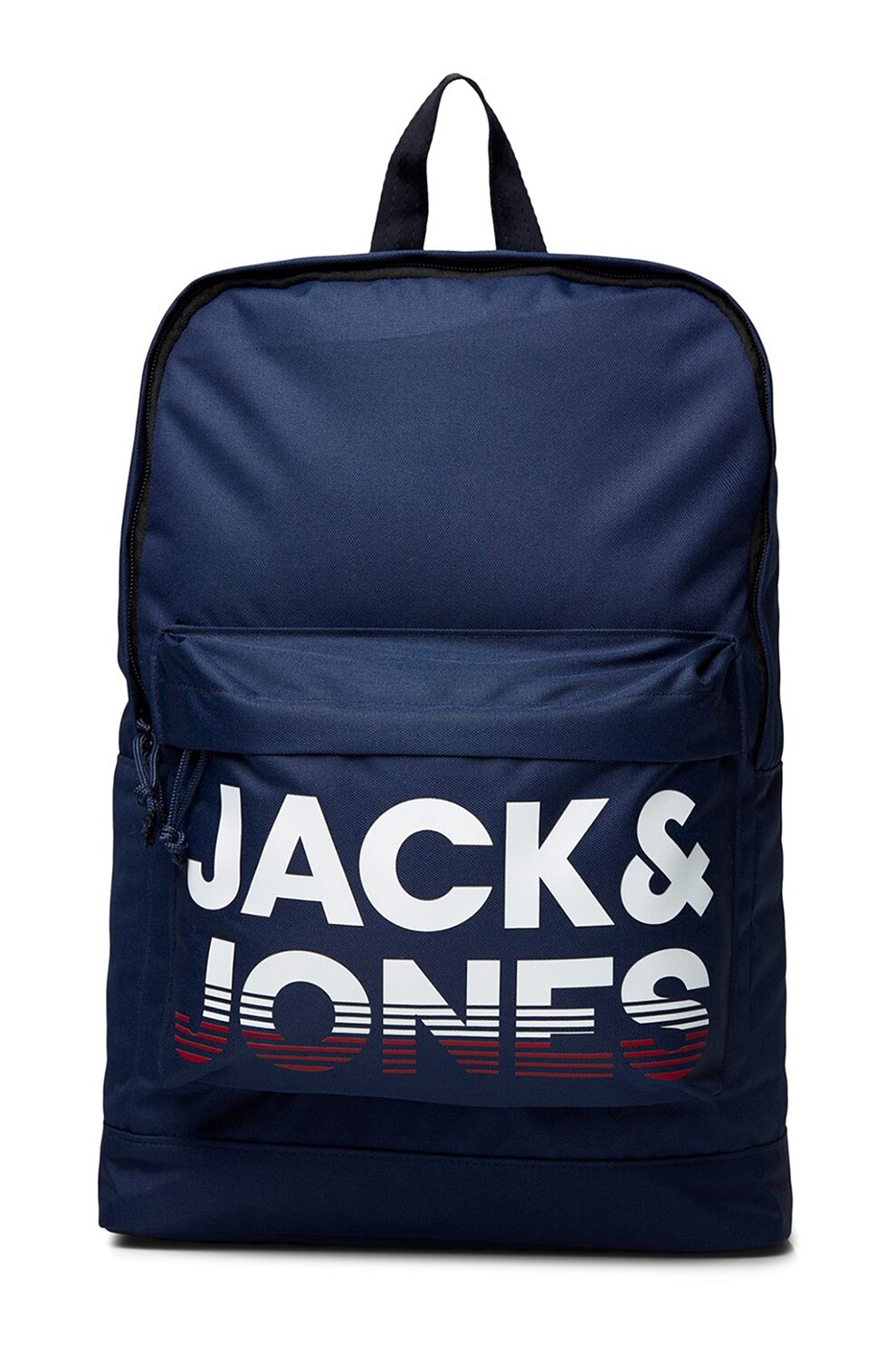 Jack&Jones, Rucsac cu imprimeu logo si buzunar exterior cu fermoar, Bleumarin/Alb