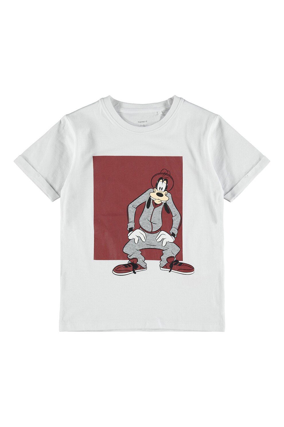 NAME IT, Tricou cu decolteu la baza gatului si Goofy, Alb
