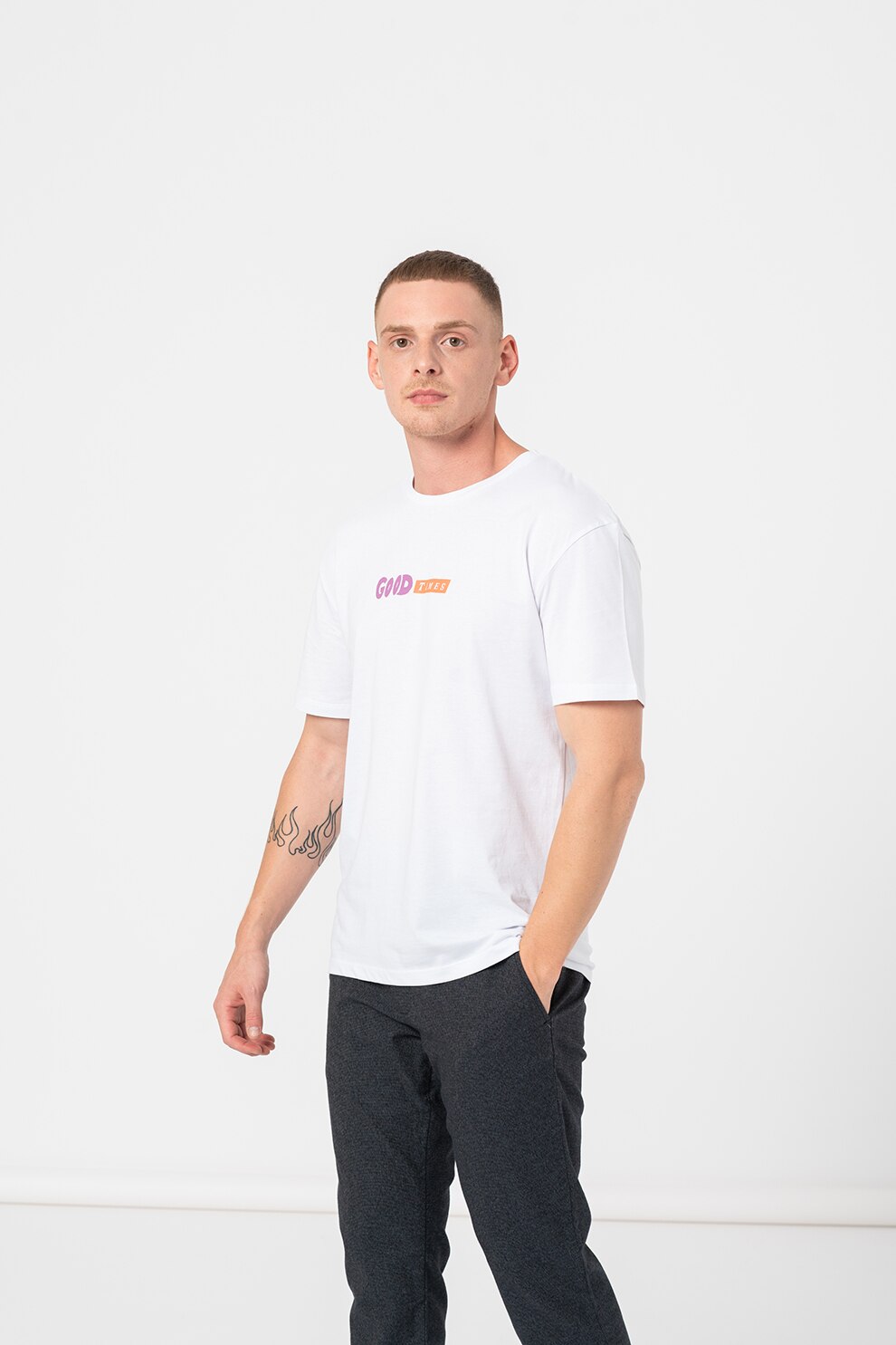Jack&Jones, Tricou relaxed fit de bumbac Blues, Alb