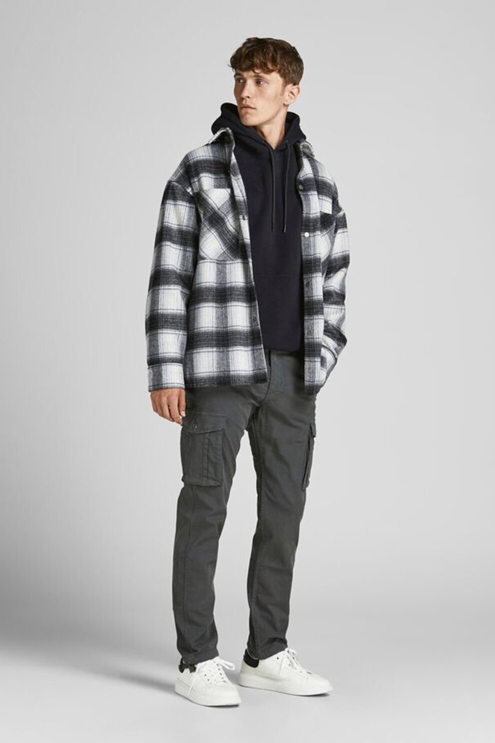Jack&Jones, Pantaloni cargo lejeri Drake, Gri inchis