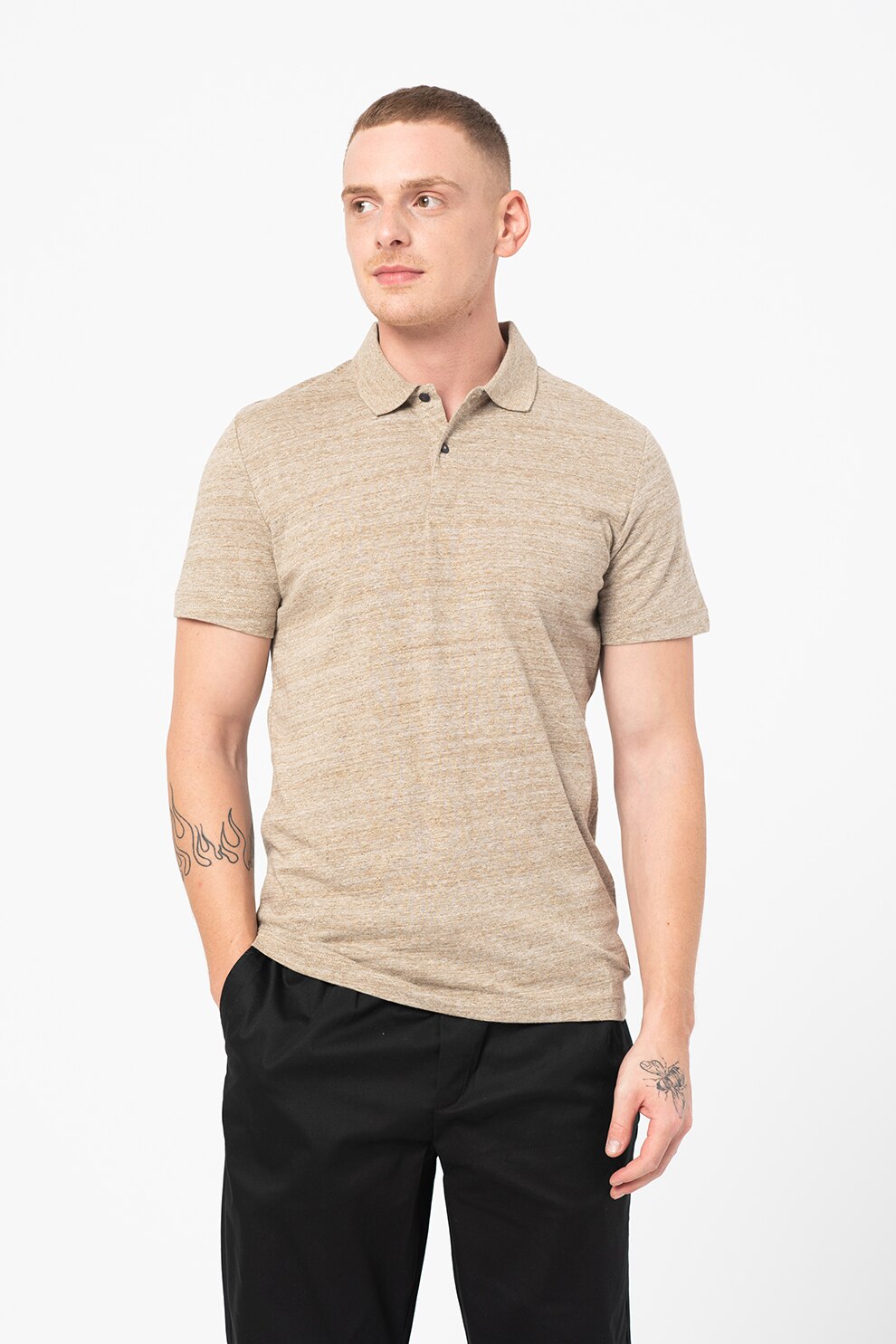 Jack&Jones, Tricou polo regular fit Bluebowery, Taupe