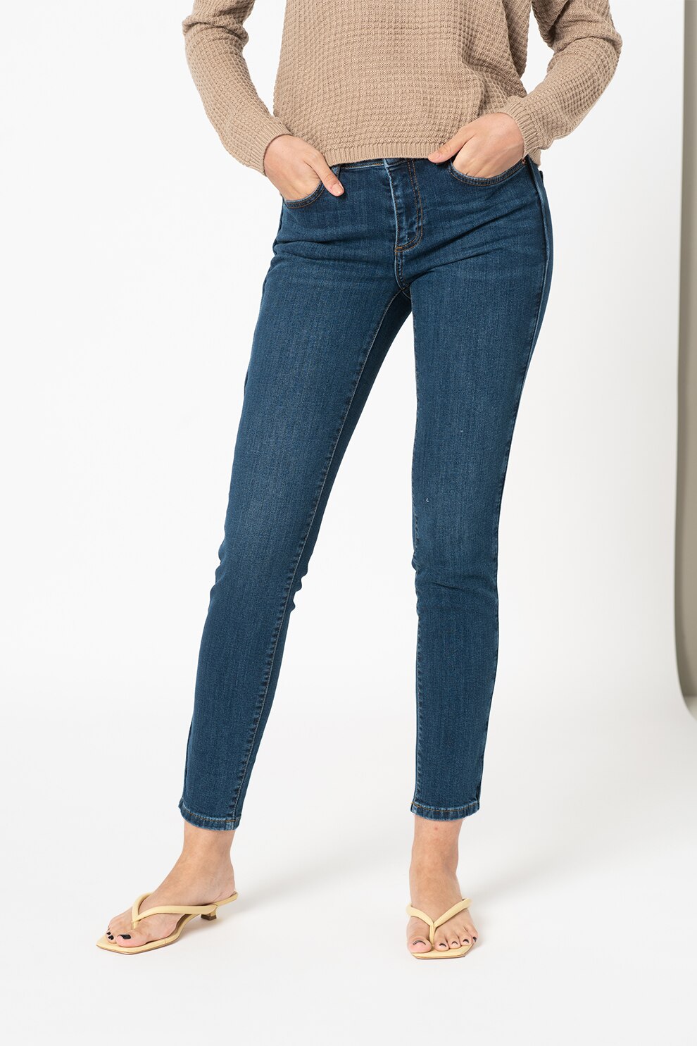 Vero Moda, Blugi crop skinny Ella, Albastru