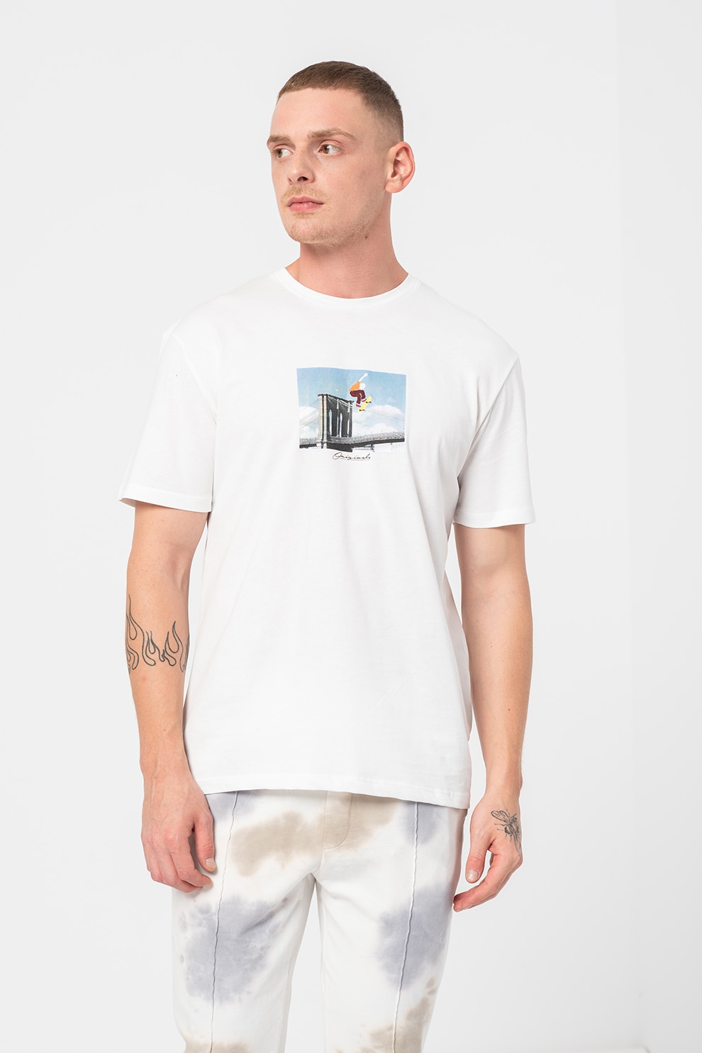 Jack&Jones, Tricou relxed fit cu decolteu la baza gatului Talent, Alb