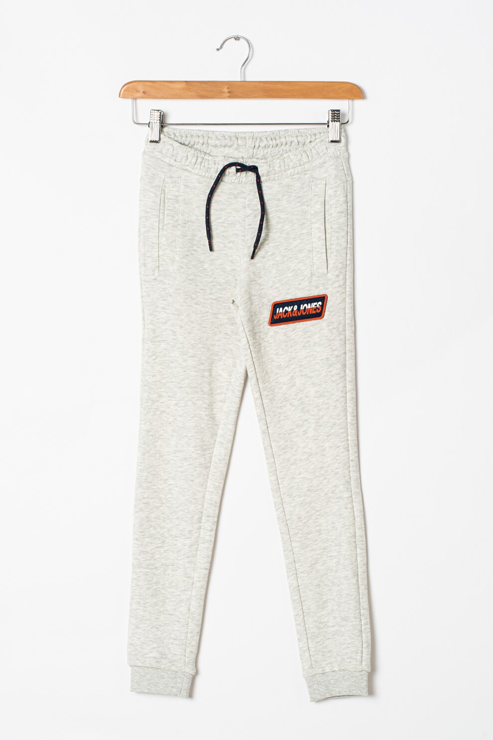 Jack&Jones, Pantaloni sport cu snur Swirl, Alb melange/Bleumarin inchis/Oranj mandarina, 152 CM