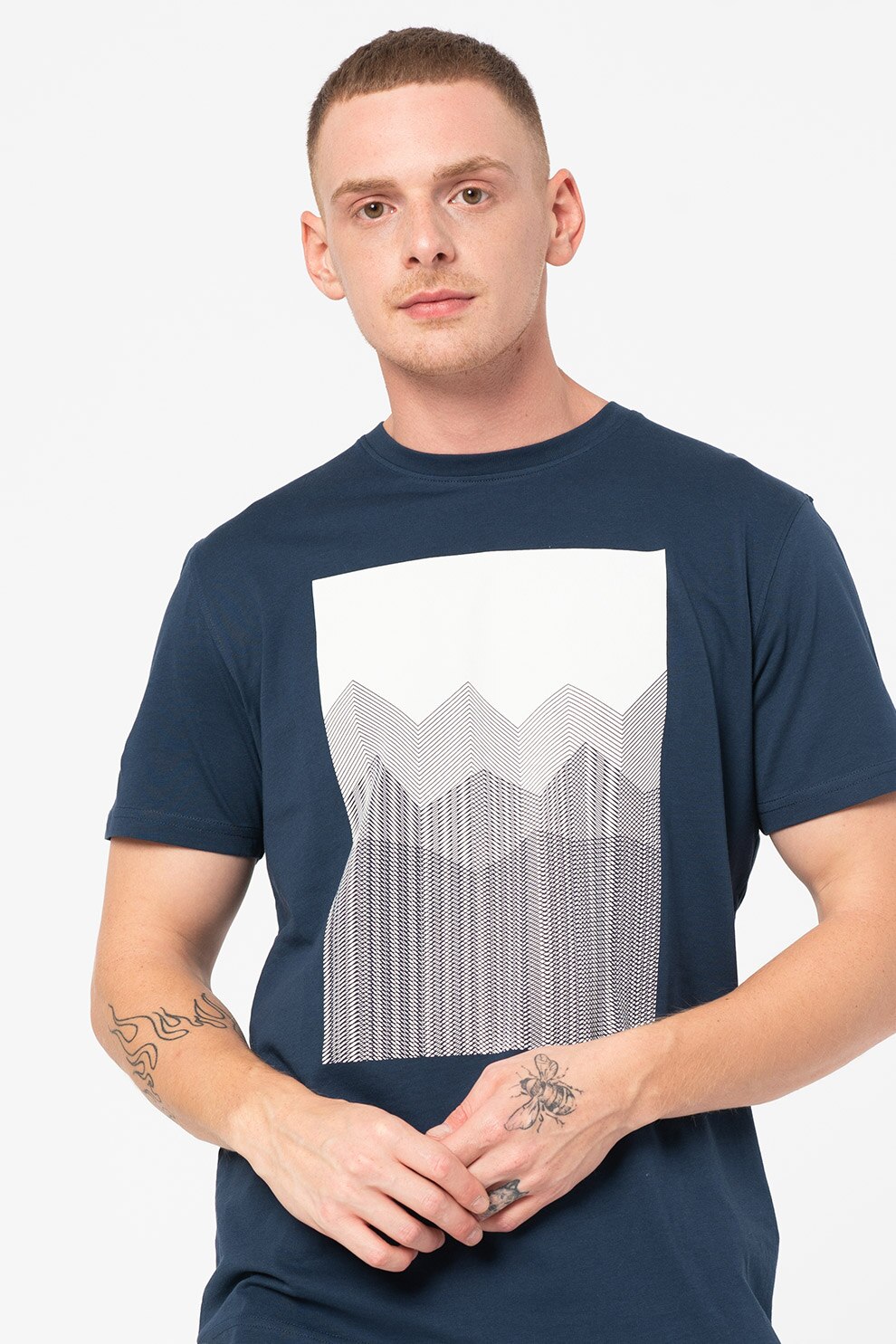 Selected Homme, Tricou cu imprimeu Marcus, Bleumarin