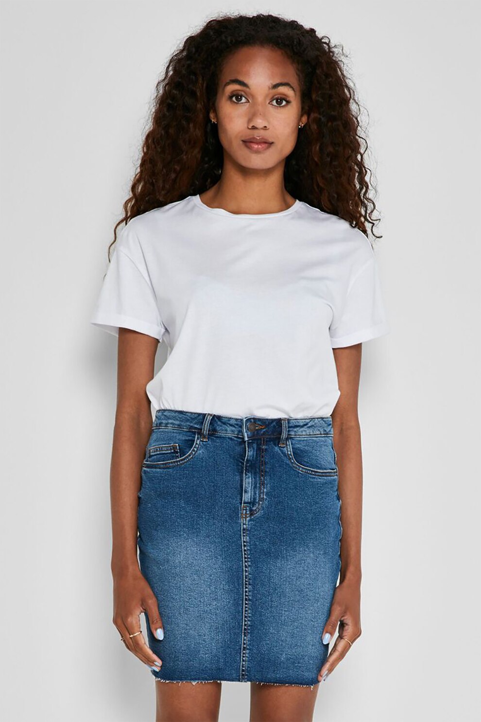 Noisy May, Fusta mini de denim cu aspect decolorat, Albastru