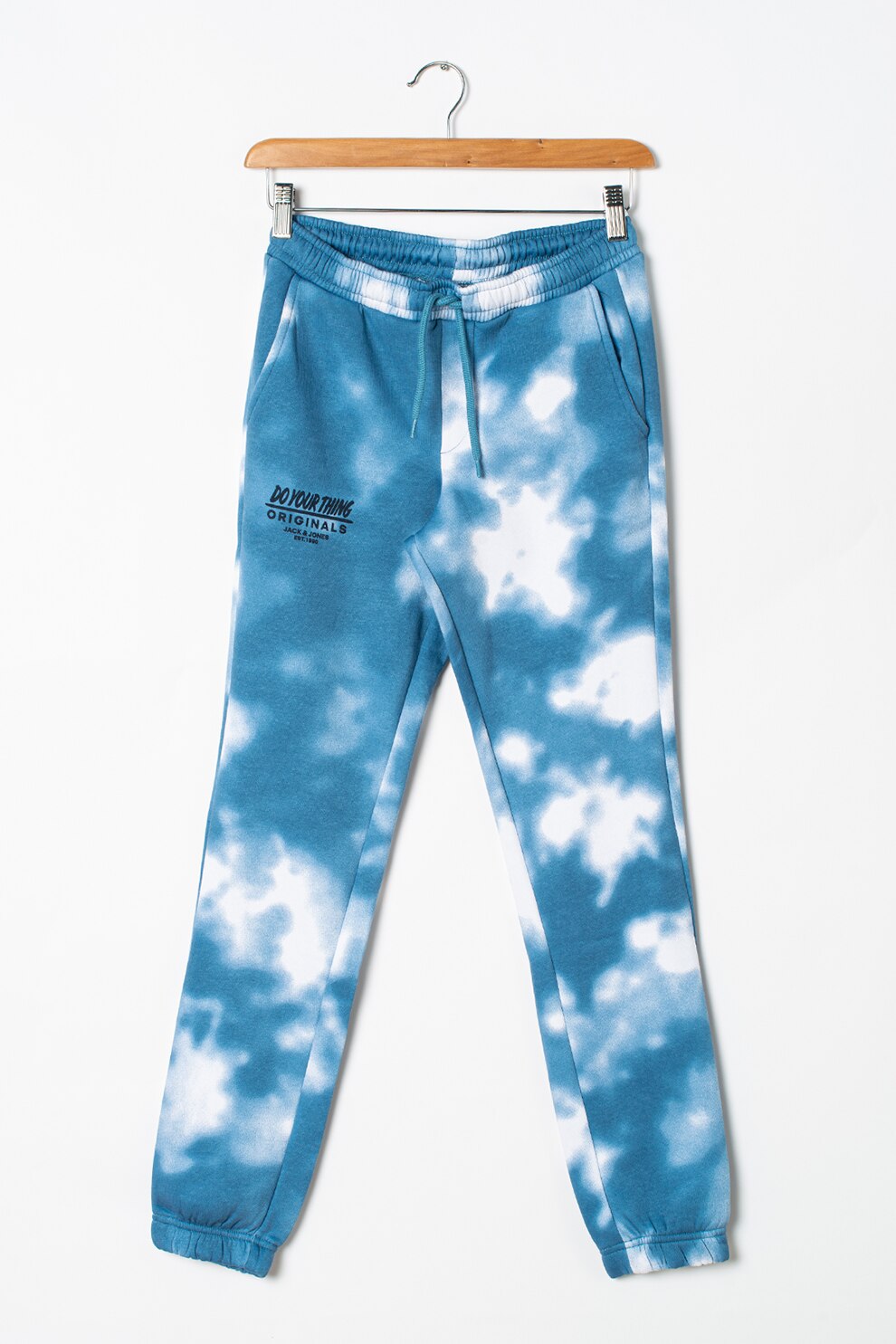 Jack&Jones, Pantaloni sport cu model tie-dye Bill, Albastru lavanda/Alb