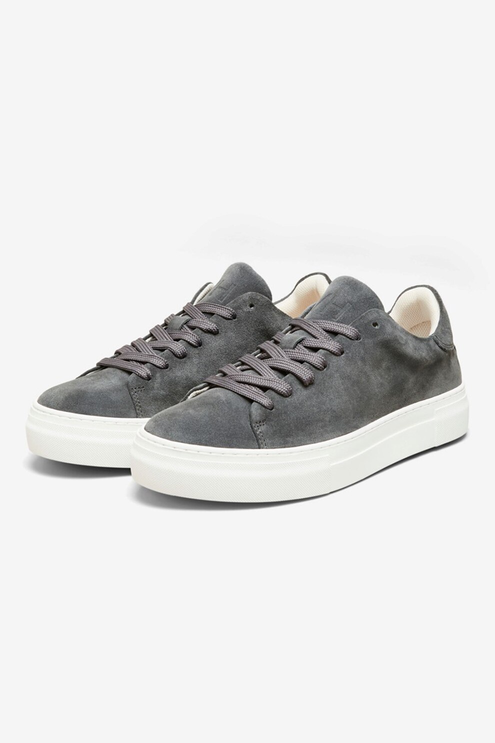 Selected Homme, Pantofi sport de piele intoarsa, Gri