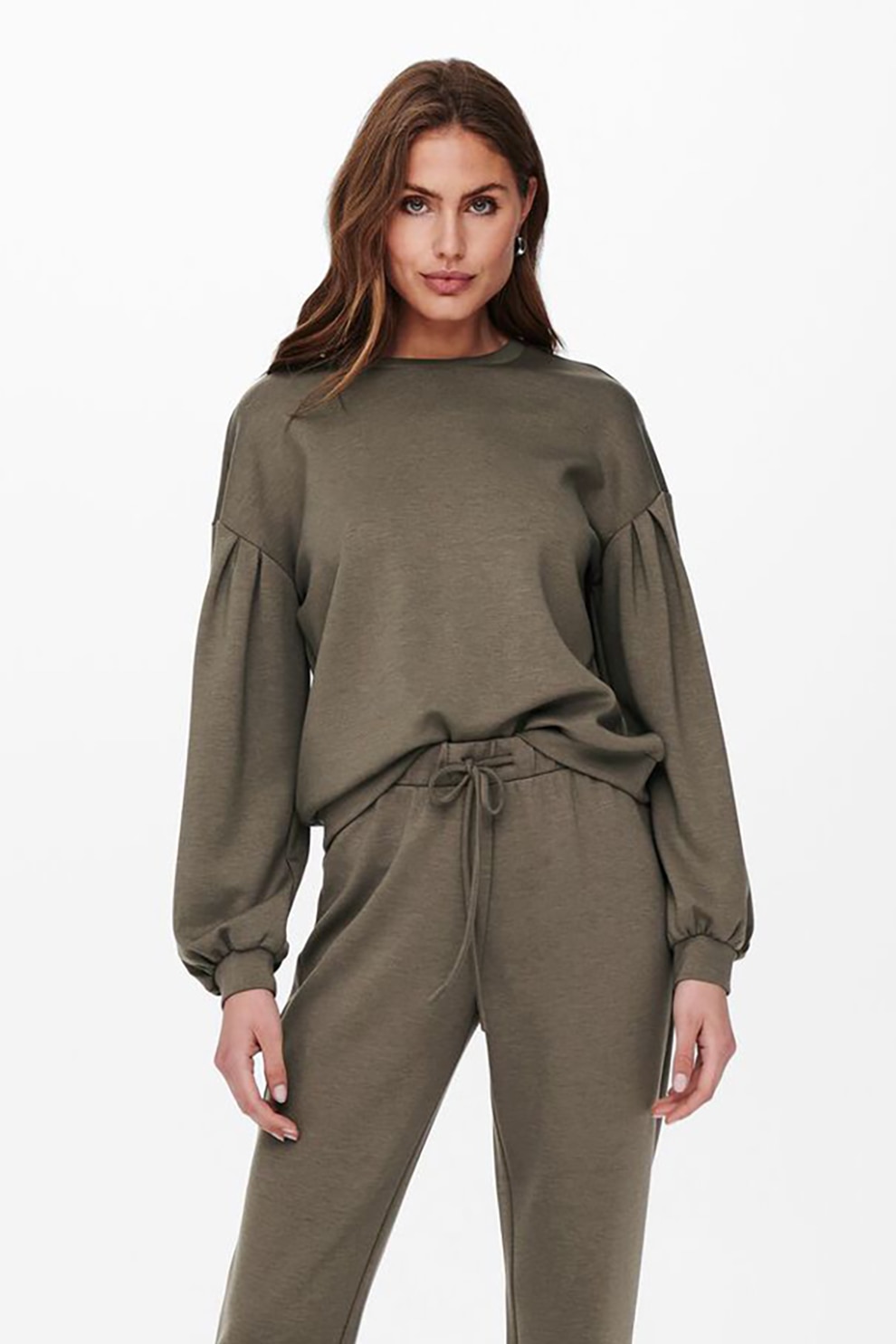 JdY, Bluza sport cu maneci bufante Elver, Maro