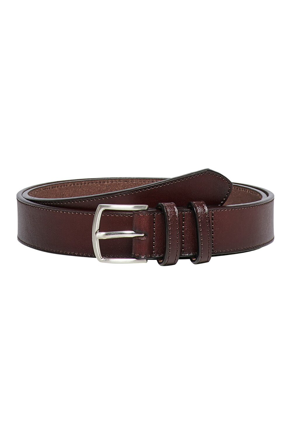Only & Sons, Curea de piele, Maro inchis/Argintiu, 85 CM Standard