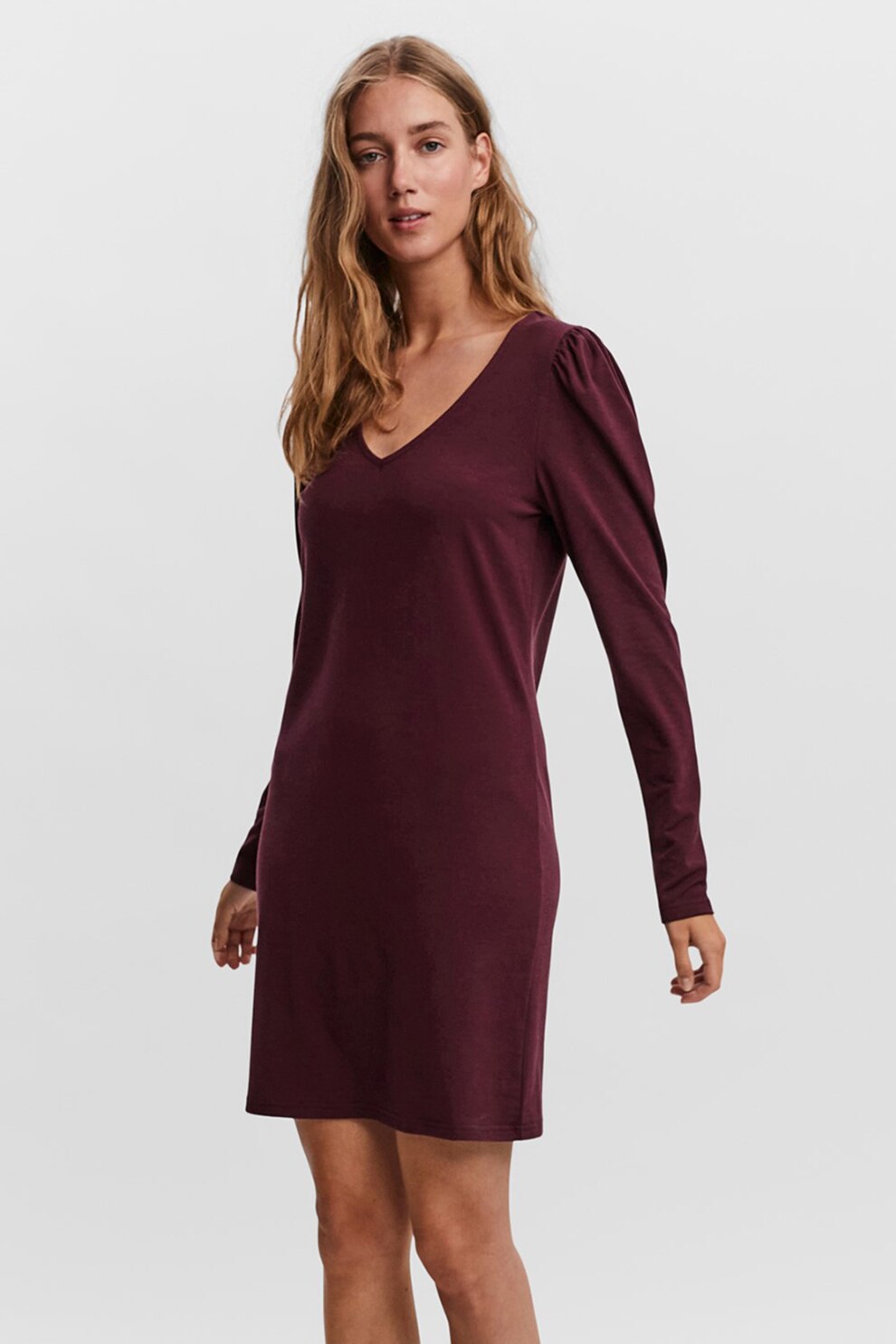 Vero Moda, Rochie de jerseu cu decolteu in V, Violet pruna