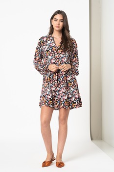 JdY, Rochie evazata cu decolteu in V Roxanne, Negru/Roz/Albastru JdY, Rochie evazata cu decolteu in V Roxanne, Negru/Roz/Albastru