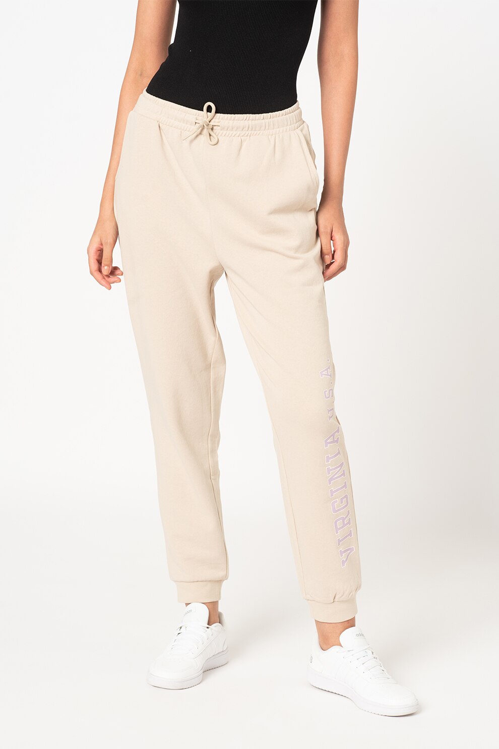 Only, Pantaloni sport din amestec de bumbac organic Essa, Maro nisip