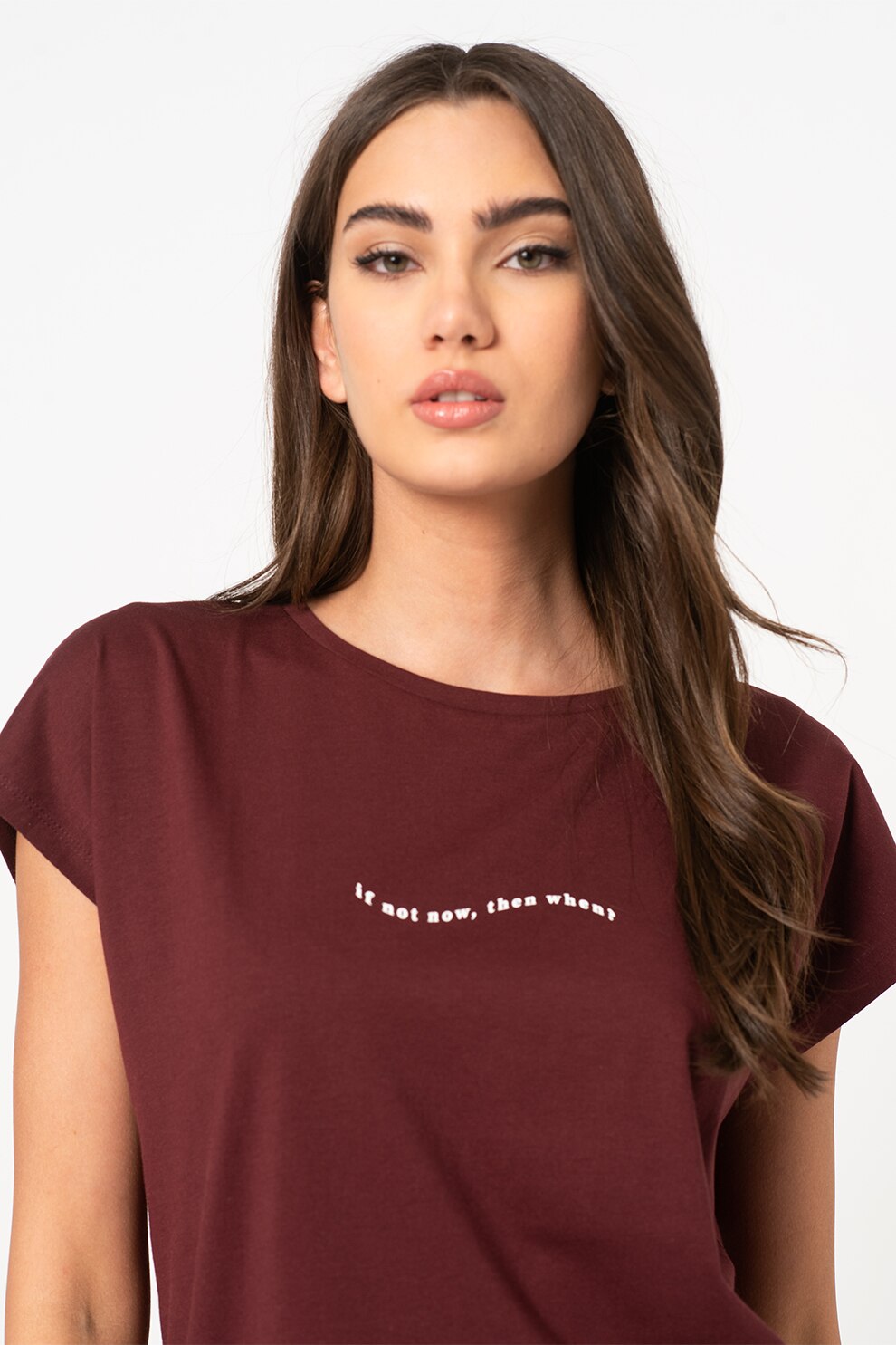 Vero Moda, Tricou din bumbac organic Edin, Violet pruna/Alb