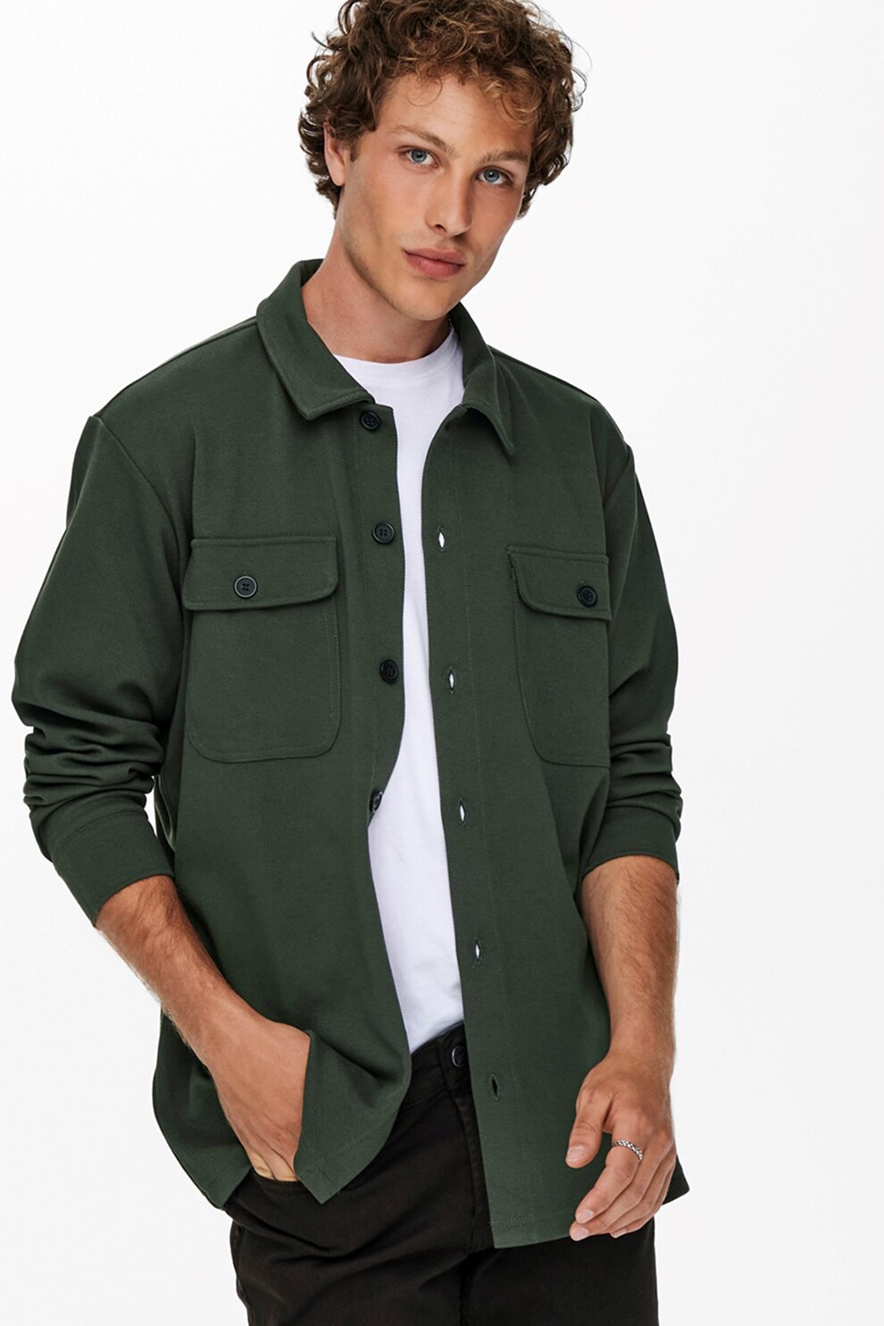Only & Sons, Camasa cu buzunare cu clapa pe piept Newkodyl, Verde