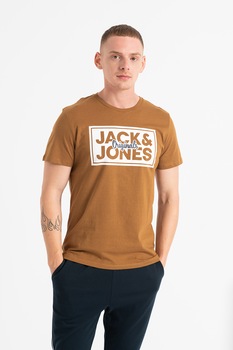 Jack&Jones, Tricou regular fit cu decolteu la baza gatului Tapes, Scortisoara