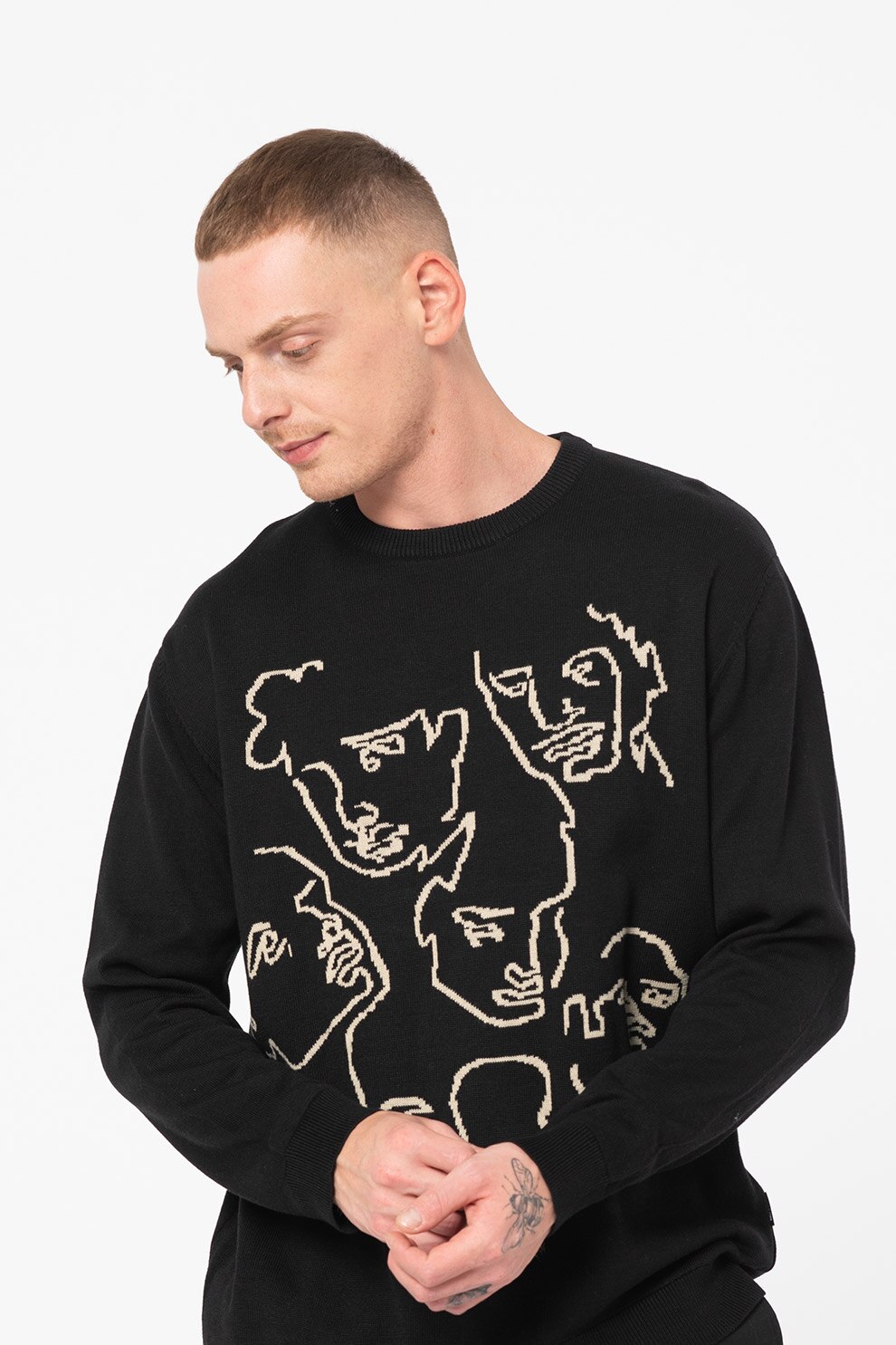 Only & Sons, Pulover cu imprimeu grafic Bill, Negru