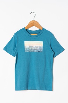 Jack&Jones, Tricou cu decolteu la baza gatului cu imprimeu Bents, Albastru lavanda/Alb/Galben pal Jack&Jones, Tricou cu decolteu la baza gatului cu imprimeu Bents, Albastru lavanda/Alb/Galben pal