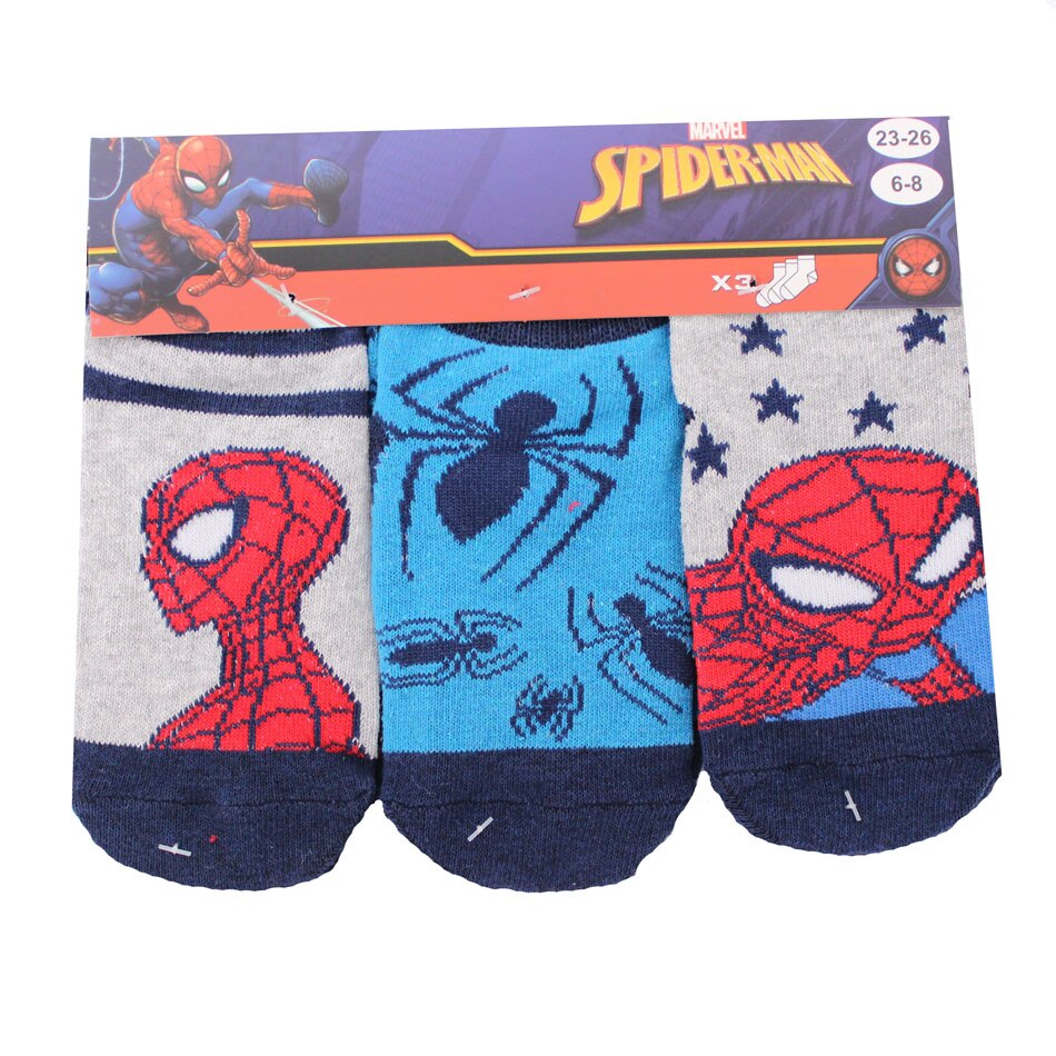 Set 3 sosete, Spider Man, albastru cu gri