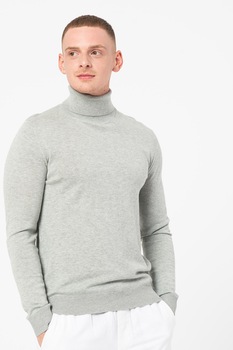 Jack&Jones, Set de pulovere tricotate fin cu guler inalt Emil - 2 piese, Negru/Gri Jack&Jones, Set de pulovere tricotate fin cu guler inalt Emil - 2 piese, Negru/Gri
