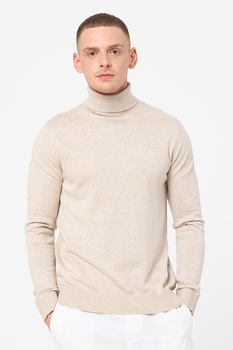 Jack&Jones, Set de pulovere tricotate fin cu guler inalt Emil - 2 piese, Negru/Crem Jack&Jones, Set de pulovere tricotate fin cu guler inalt Emil - 2 piese, Negru/Crem