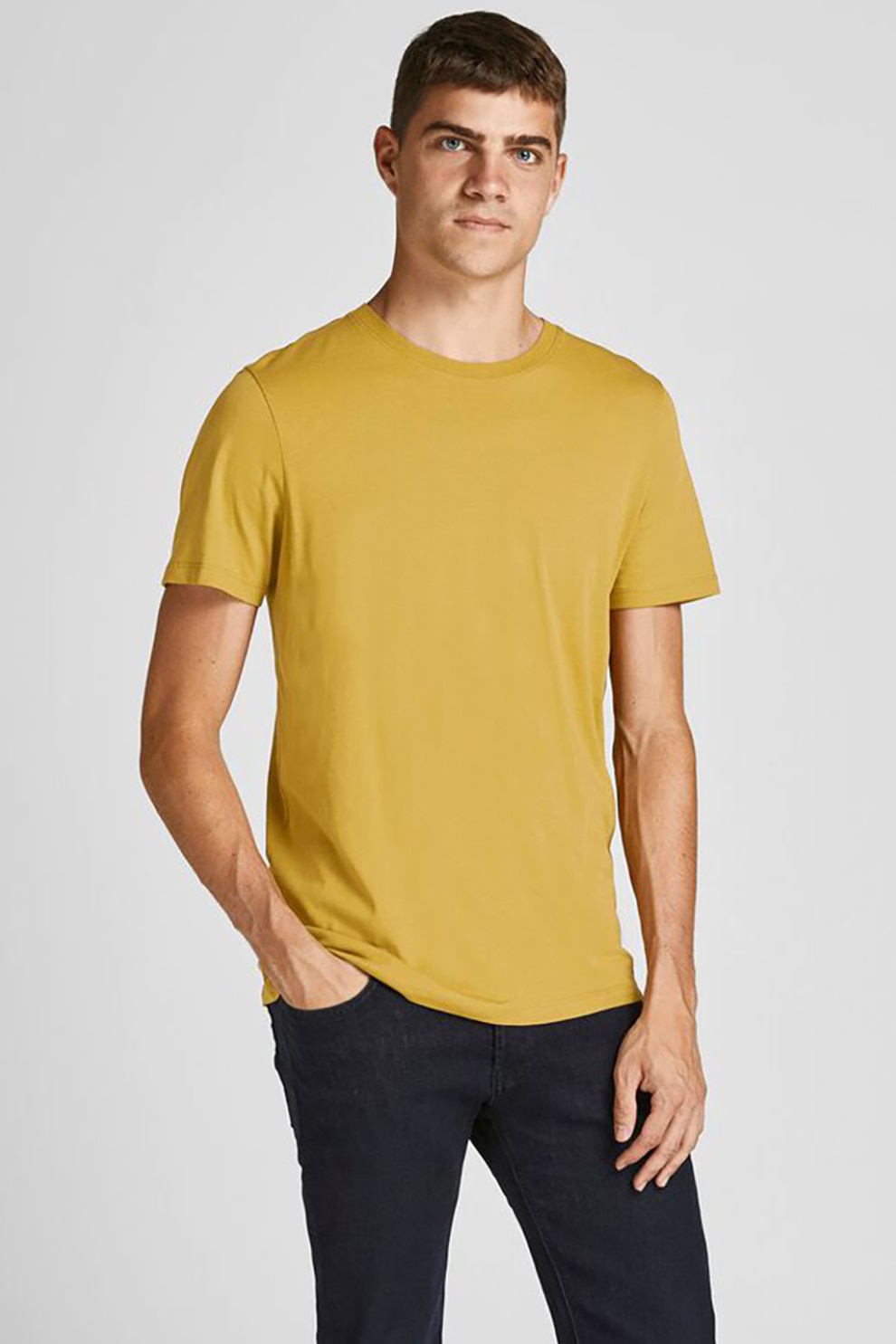 Jack&Jones, Tricou slim fit din bumbac organic, Galben mustar