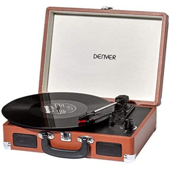 Грамофон Denver VPL-120 Brown, Вградени стерео високоговорители, USB, AUX, записващ плейър, кафяв