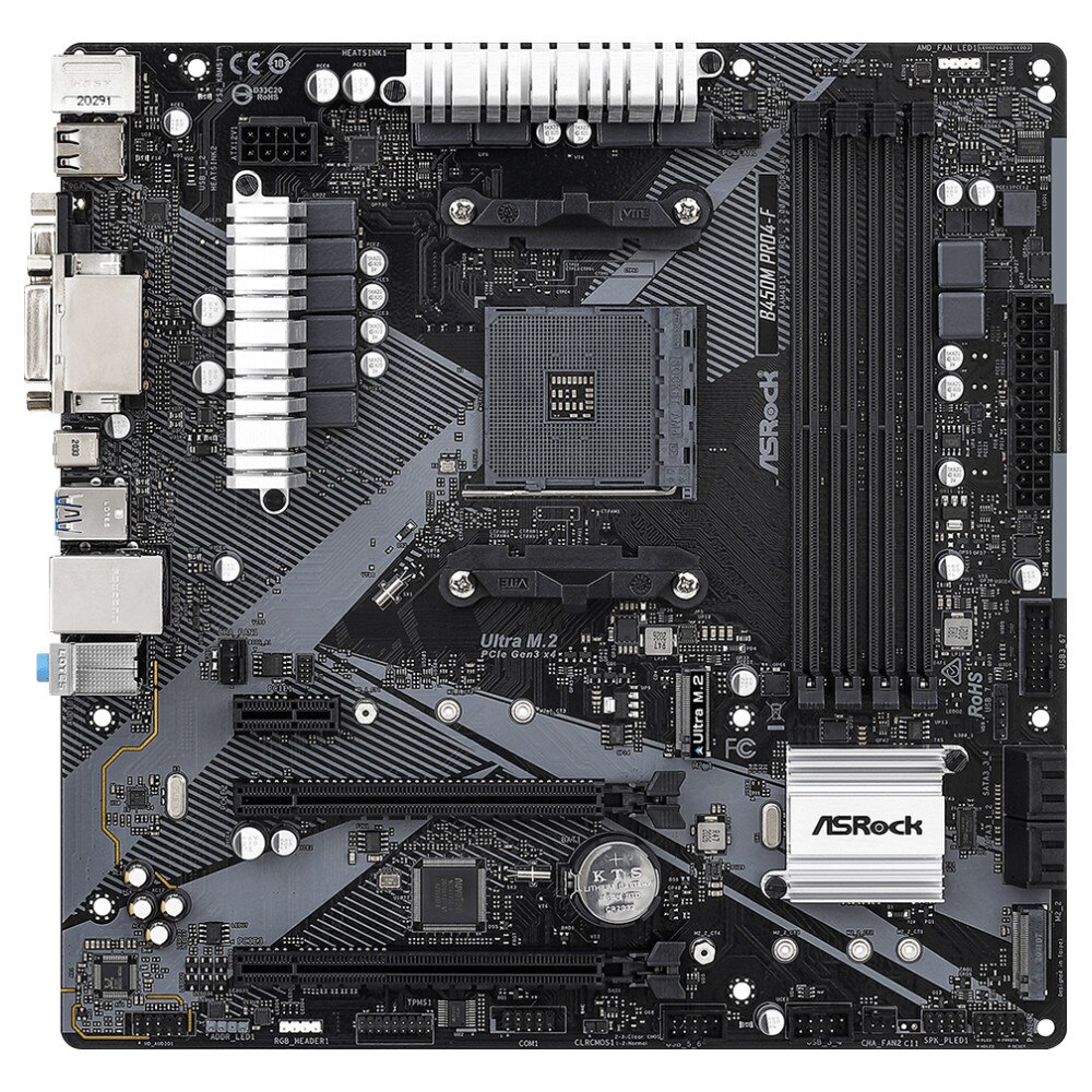 Placa de baza ASRock B450M Pro4-F R2.0, Micro ATX, HDMI, DVI-D, D-Sub, USB Type-C