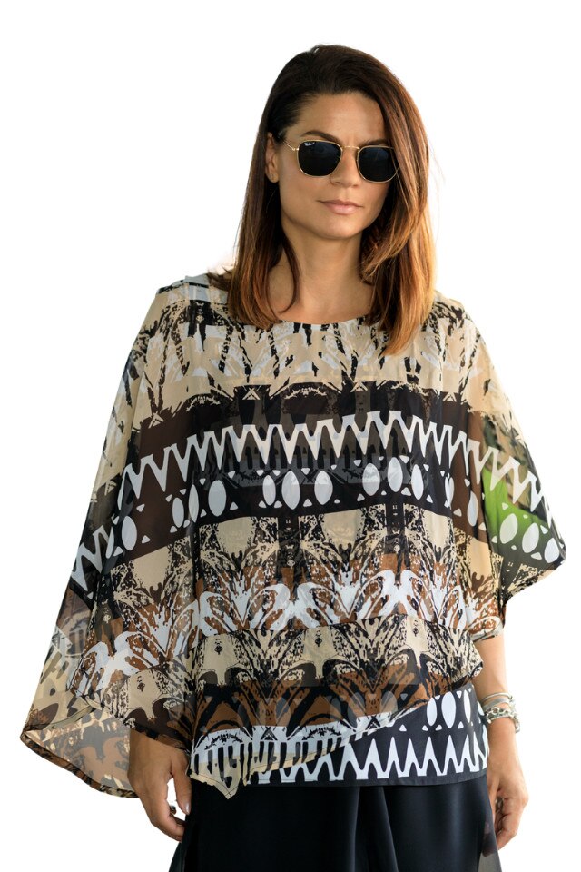 Bluza din voal, Giorgal, Mitia, imprimeu tribal