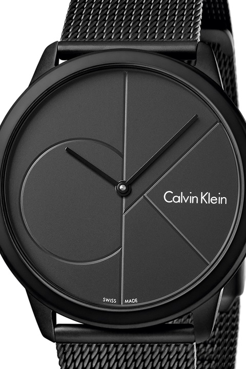 CALVIN KLEIN, Часовник с мрежеста верижка, Черен