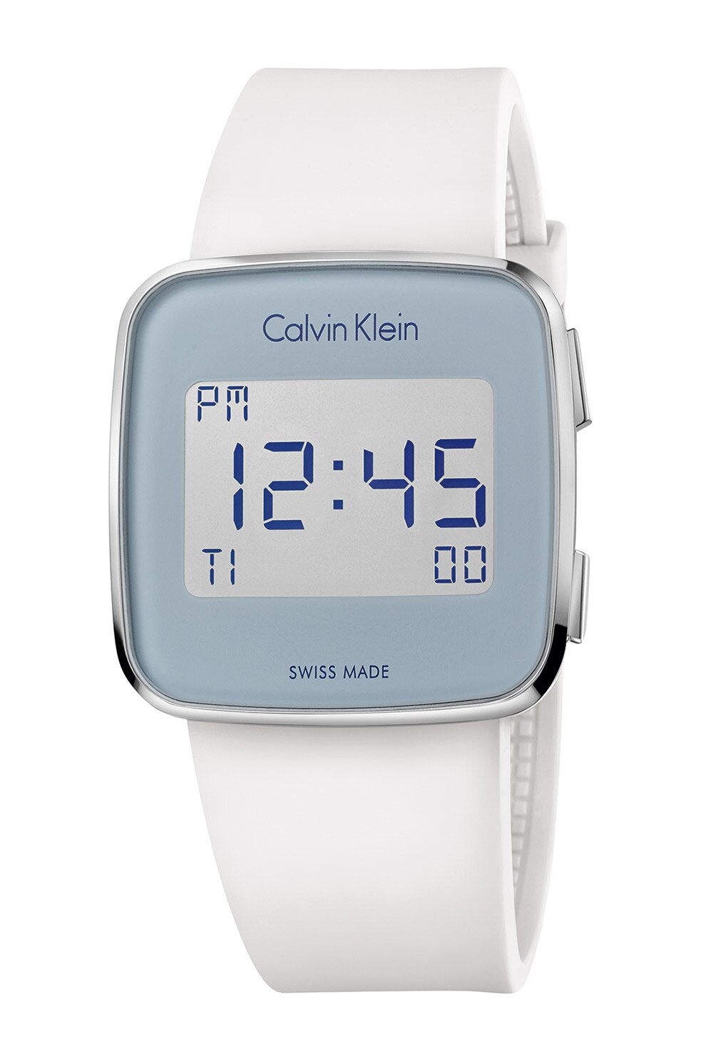 CALVIN KLEIN, Ceas elvetian digital cu o curea de silicon, Alb