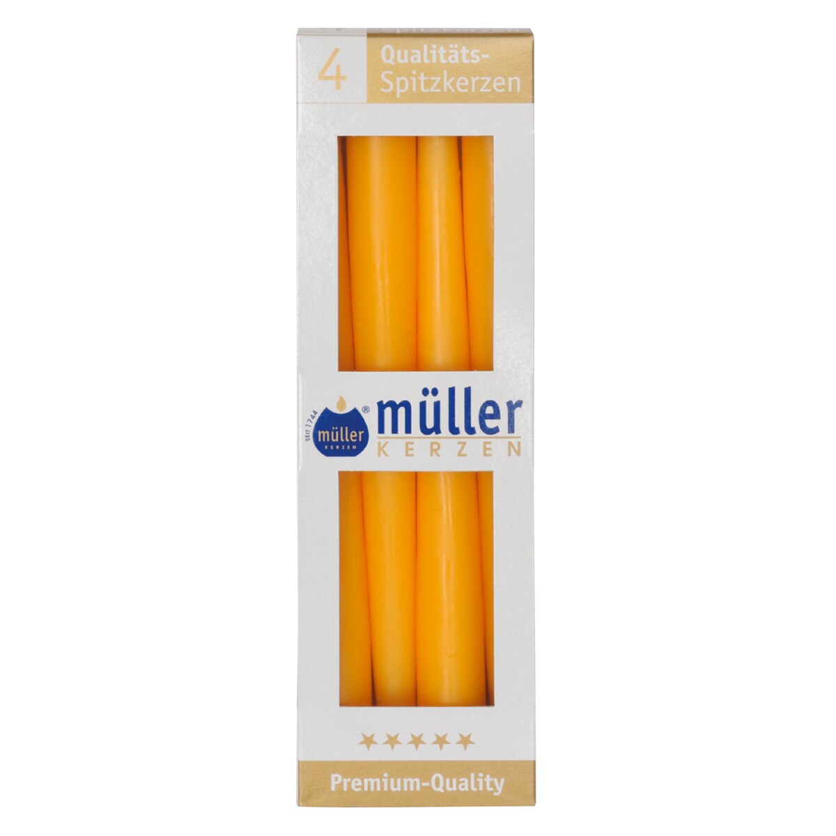 Set 4 Lumanari conice galben-7h