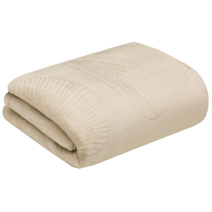 Кувертюра одеяло, Eurofirany GINKO1, 150х200 см, Гинко в златист крем