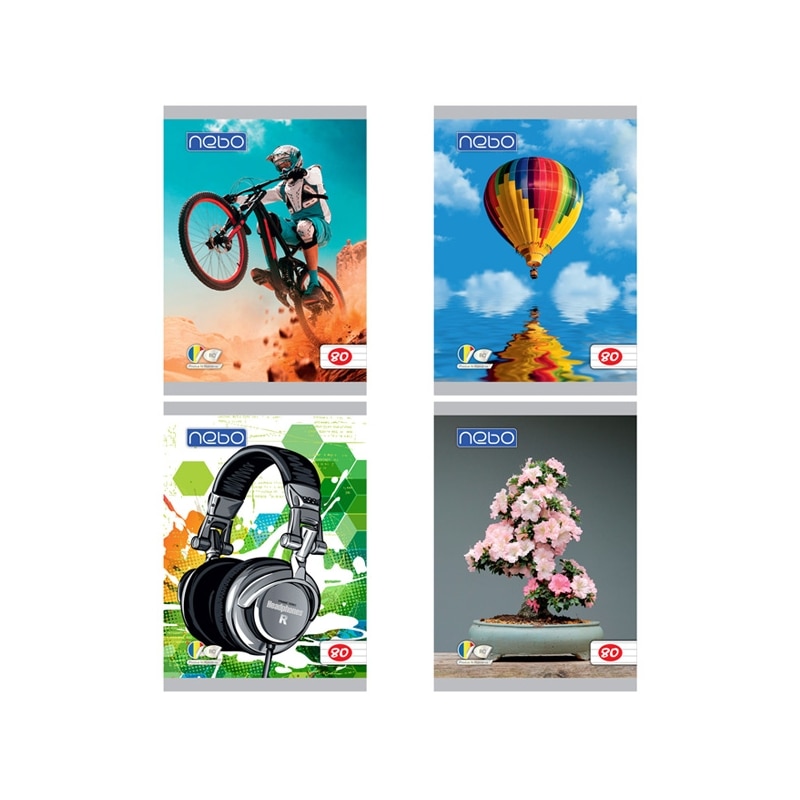 Set 10 Caiete A5 cu Spira, de romana, 80 file, Nebo