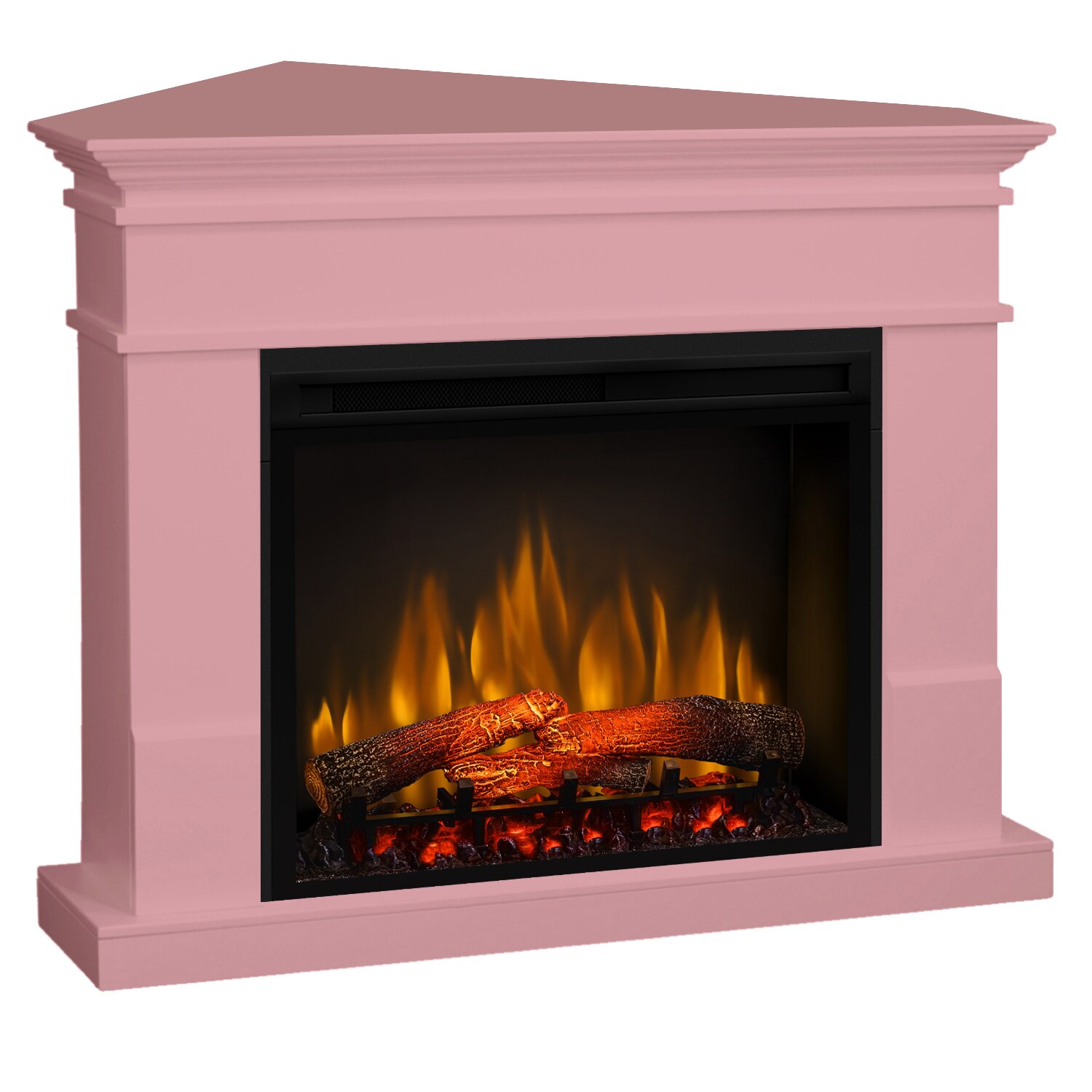 Semineu electric Lisabona Drept/Colt Pale Pink cu focar electric 3D Dimplex Optiflame XHD28 si sunet