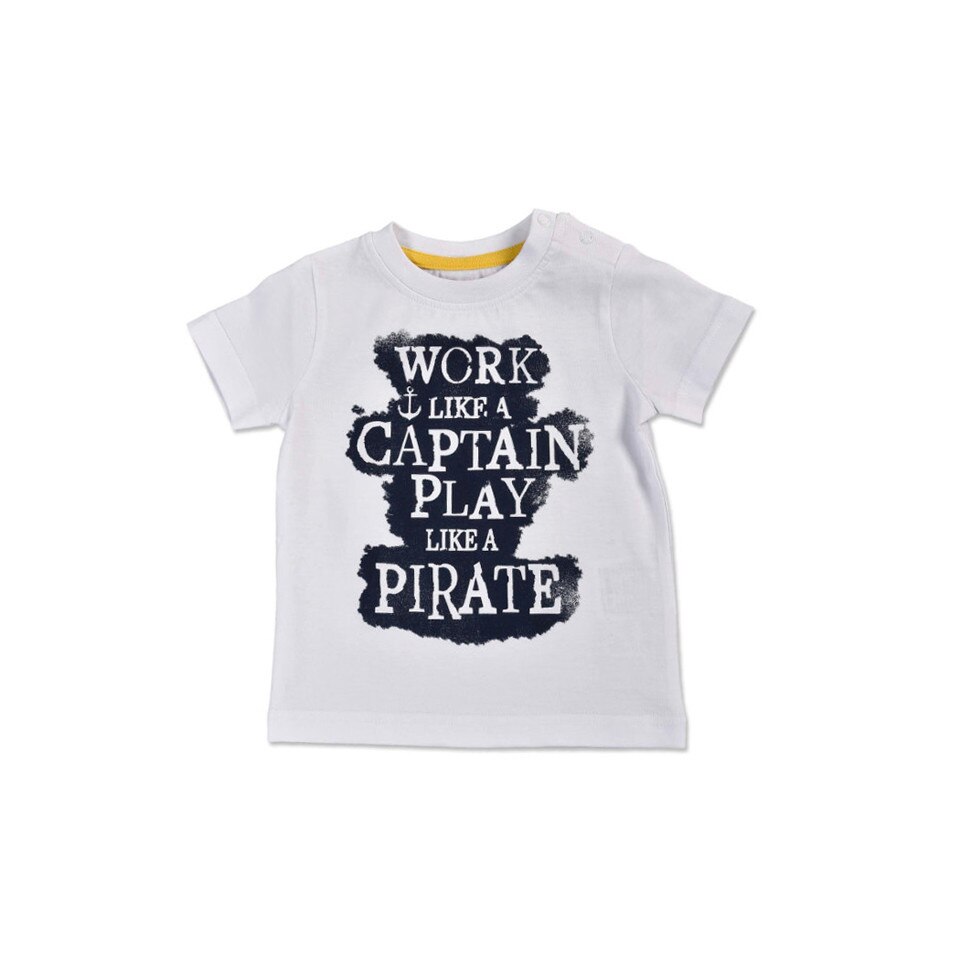 Tricou bumbac baieti Blue Seven, alb, 74 cm, 9-12 luni