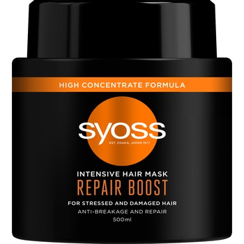 Masca de par Syoss Intensive Repair Boost pentru par uscat si deteriorat, 500ml Masca de par Syoss Intensive Repair Boost pentru par uscat si deteriorat, 500ml
