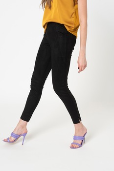 Vila, Colanti de piele intoarsa sintetica cu talie inalta Ghita, Negru Vila, Colanti de piele intoarsa sintetica cu talie inalta Ghita, Negru